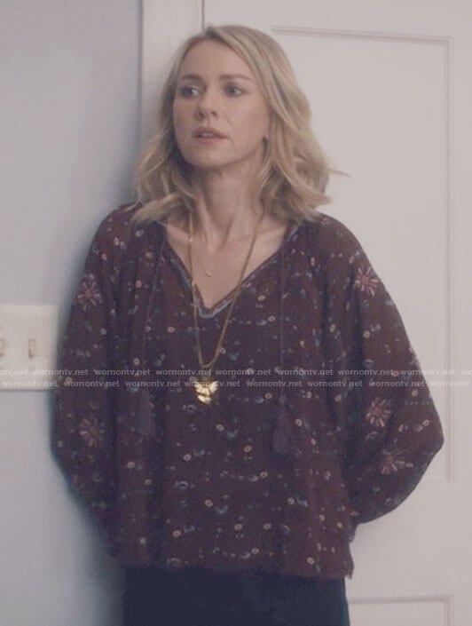 Jean’s red floral v-neck blouse on Gypsy