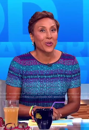Robin’s blue and purple knit dress on Good Morning America