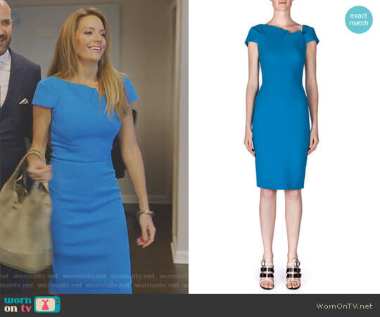 Roland Mouret Lepas Fold-Pleated Crepe Dress worn by Cary Deuber on The Real Housewives of Dallas