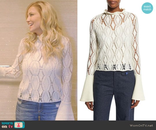 See by Chloe Bell-Sleeve Crochet Top worn by Stephanie Hollman on The Real Housewives of Dallas