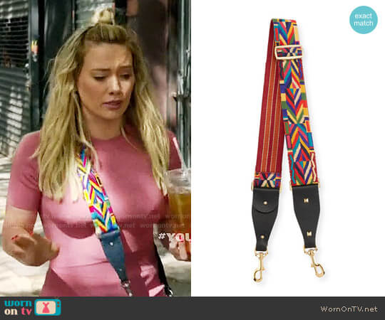 Valentino Garavani Southwestern Embroidered Guitar Strap for Handbag worn by Kelsey Peters (Hilary Duff) on Younger