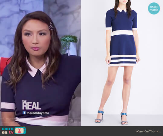 Numbers origami striped knitted dress by Ted Baker Colour worn by Jeannie Mai on The Real