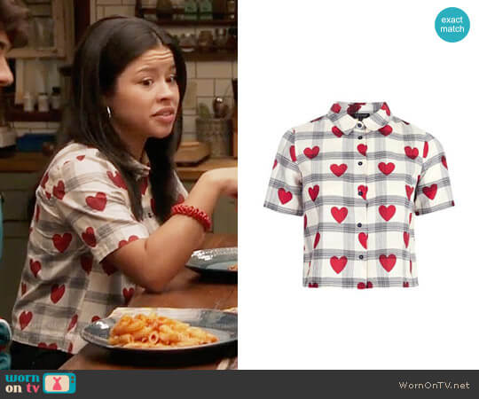 Topshop Crop Heart Check Shirt worn by Mariana Foster (Cierra Ramirez) on The Fosters