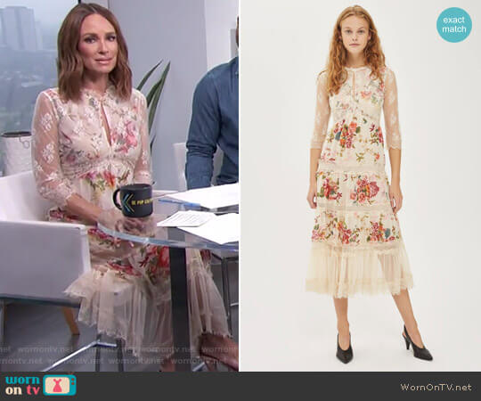 Topshop Lace Tier Floral Midi Dress worn by Catt Sadler on E! News