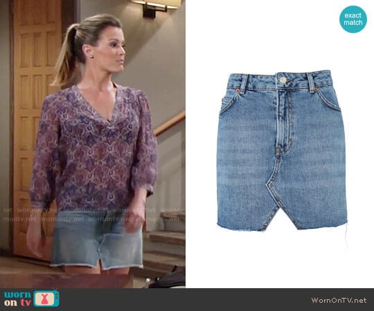 Topshop MOTO Denim Mini Skirt worn by Chelsea Lawson (Melissa Claire Egan) on The Young and the Restless
