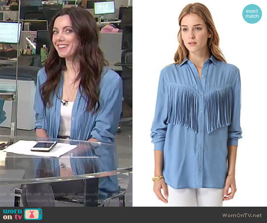 Torn by Ronny Kobo Lola Fringe Shirt worn by Melanie Bromley on E! News