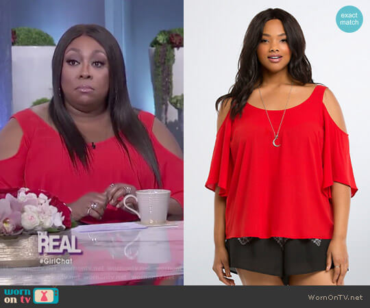 Torrid Georgette Cold Shoulder Top worn by Loni Love on The Real