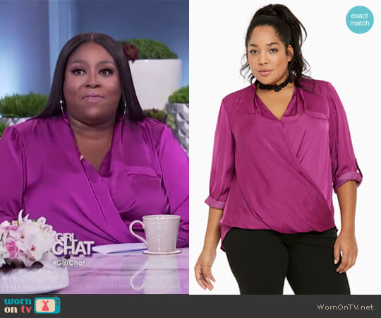Torrid Satin Surplice Blouse worn by Loni Love on The Real