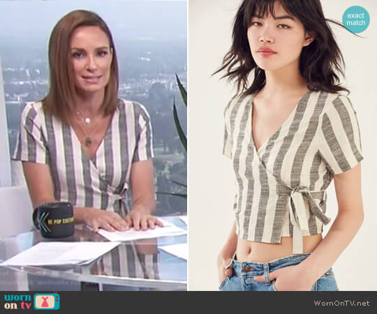 Ecote Striped Wrap Tie Tee worn by Catt Sadler on E! News