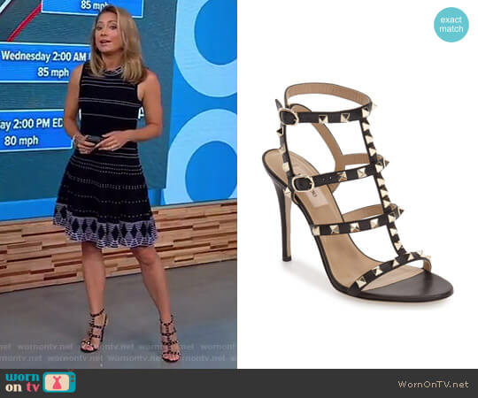 Valentino Rockstud Ankle Strap Sandal worn by Ginger Zee on Good Morning America