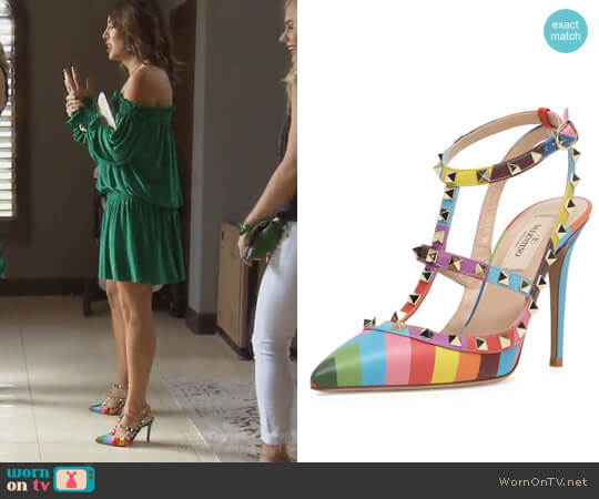 Valentino Rockstud Chevron-Print Slingback Pumps worn by Kelly Dodd on The Real Housewives of Orange County