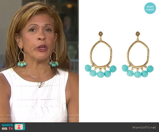 Yochi Shake your Pompom Earrings in Turquoise worn by Hoda Kotb on Today