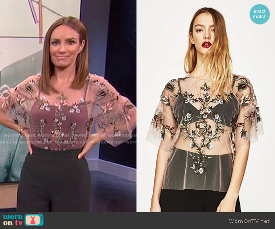 Zara Embroidered Tulle Top worn by Catt Sadler on E! News