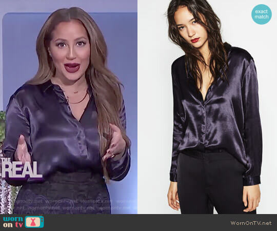 Zara Sateen Blouse with Back Detail worn by Adrienne Houghton on The Real