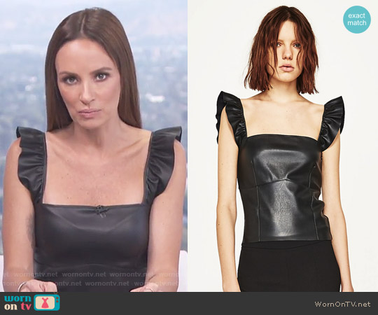 Zara Short Leather Effect Top worn by Catt Sadler on E! News
