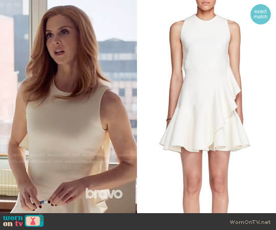 Alexander McQueen Sleeveless Ruffle-Trim Scuba Dress worn by Donna Paulsen (Sarah Rafferty) on Suits