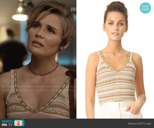 Alice + Olivia Sandrine Top in Natural worn by Scarlett O'Connor (Clare Bowen) on Nashville
