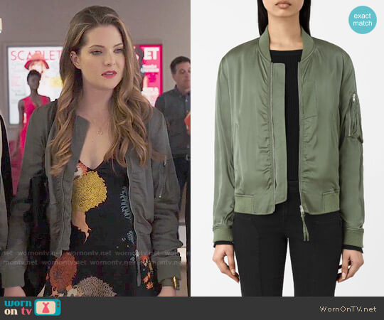 All Saints Kuma Bomber Jacket worn by Sutton (Meghann Fahy) on The Bold Type