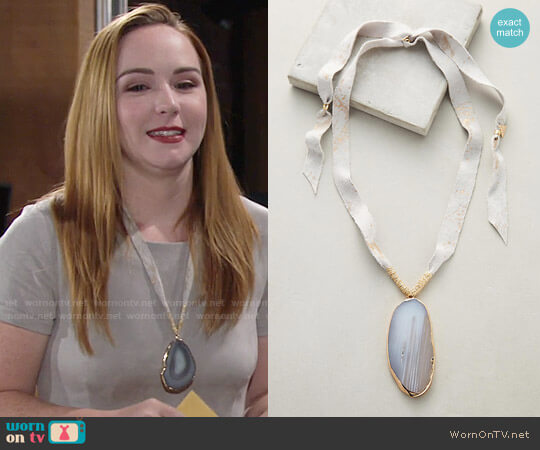 Agate Pendant Necklace from Anthropologie worn by Mariah Copeland (Camryn Grimes) on The Young and the Restless