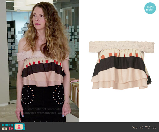 Apiece Apart Soleil Abstract Print Crop Top worn by Liza Miller (Sutton Foster) on Younger