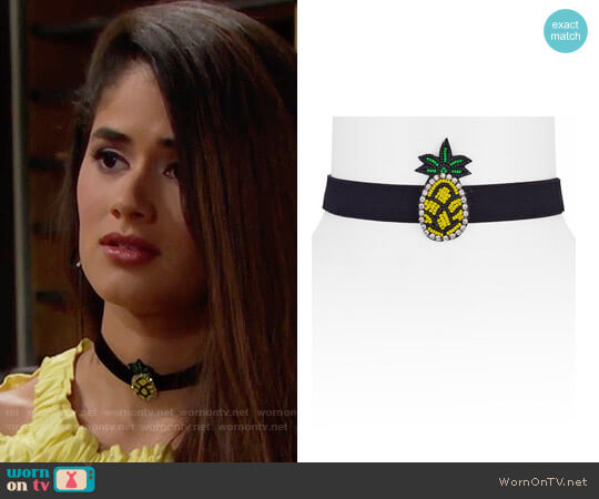 Aqua Kelly Iconic Choker Necklace in Pineapple worn by Darlita (Danube Hermosillo) on The Bold and the Beautiful