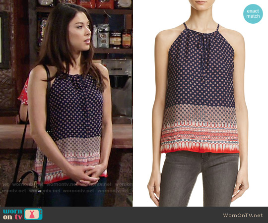 Aqua Scarf-Print Halter Tank worn by Juliet Helton (Laur Allen) on The Young and the Restless