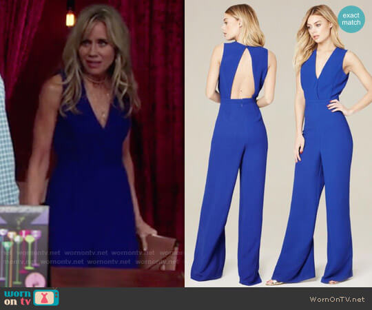 Bebe Wide Leg V-neck Jumpsuit in Surf the Web worn by Alice Johnson (Tamara Clatterbuck) on The Young and the Restless
