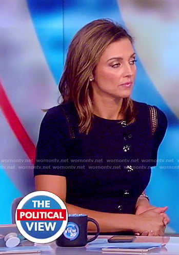 Paula’s black button front sheath dress on The View