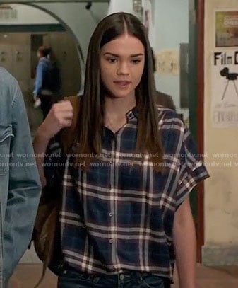 Callie’s blue checked short sleeve shirt on The Fosters