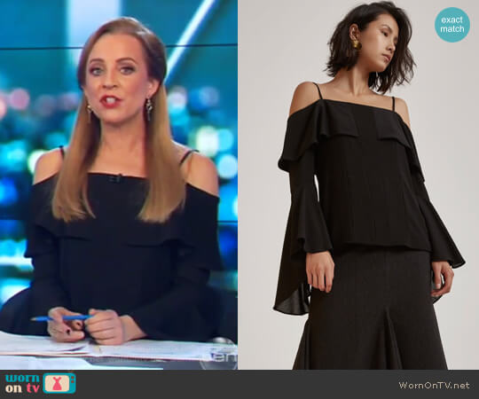 C/Meo Collective Compose Long Sleeve Top worn by Carrie Bickmore on The Project