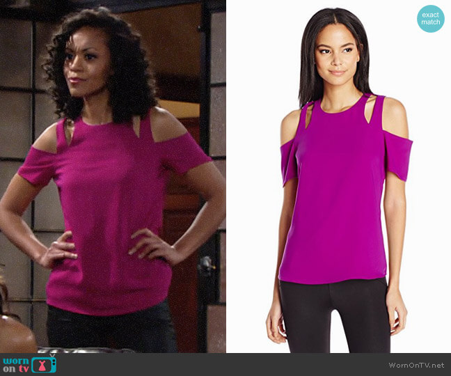 Cooper & Ella Padma Top in Orchid worn by Hilary Curtis (Mishael Morgan) on The Young and the Restless