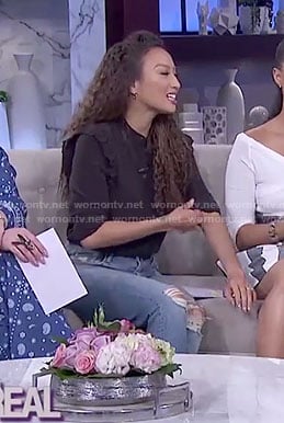 Jeannie’s cropped hem jeans on The Real
