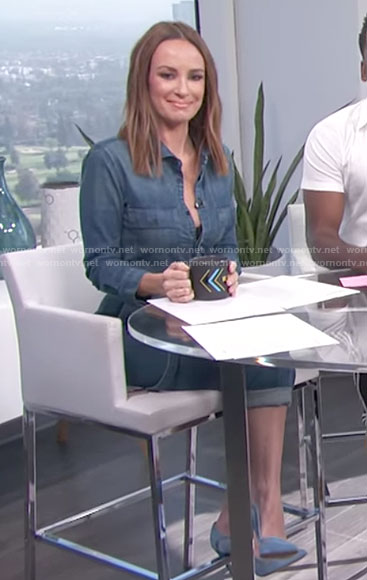 Catt’s denim jumpsuit on E! News Daily Pop