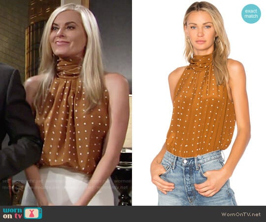 Diane von Furstenberg High Neck Tank in Arbor Dot Kola worn by Ashley Abbott (Eileen Davidson) on The Young and the Restless