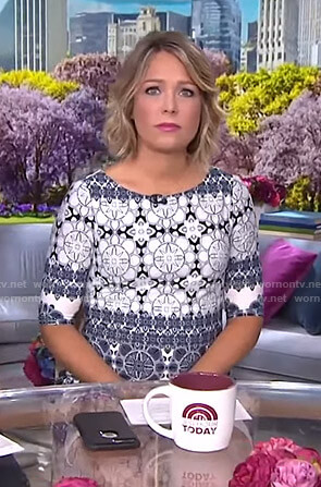 Dylan’s white medallion print dress on Today