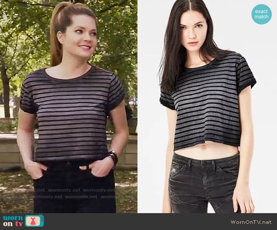 G Star Raw Eva Striped T-shirt worn by Sutton (Meghann Fahy) on The Bold Type