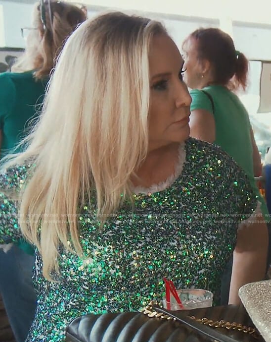 Shannon’s green sequin top on The Real Housewives of OC