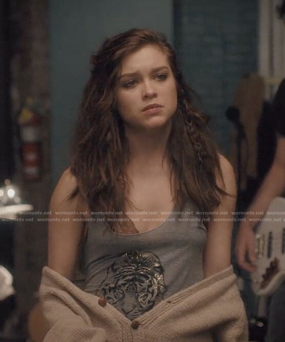 Sidney’s grey tiger print tank top on Gypsy