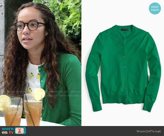 J.Crew Cotton Jackie Cardigan in Warm Jade worn by Mattie Ashby (Lexie Stevenson) on The Young and the Restless