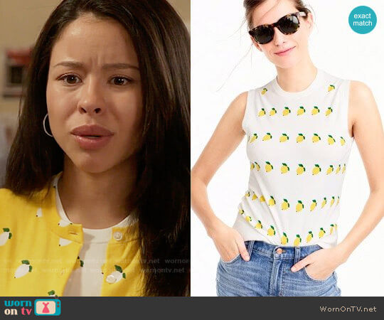 J.Crew Cotton Jackie Shell in Lemon Print worn by Mariana Foster (Cierra Ramirez) on The Fosters