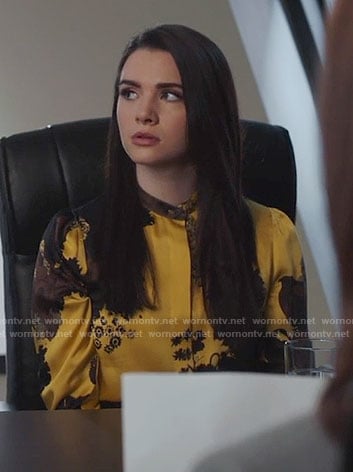 Jane’s yellow floral top on The Bold Type
