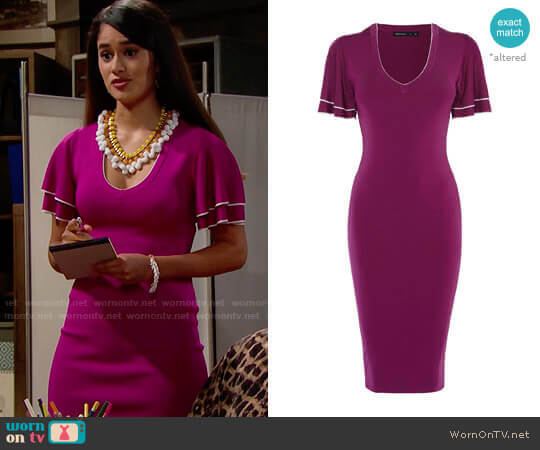 Karen Millen Ruffled-Sleeve Knit Dress worn by Darlita (Danube Hermosillo) on The Bold and the Beautiful