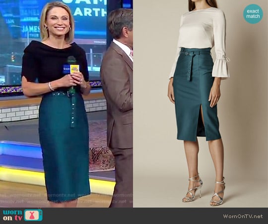 Karen Millen Belted Stud Pencil Skirt worn by Amy Robach on Good Morning America