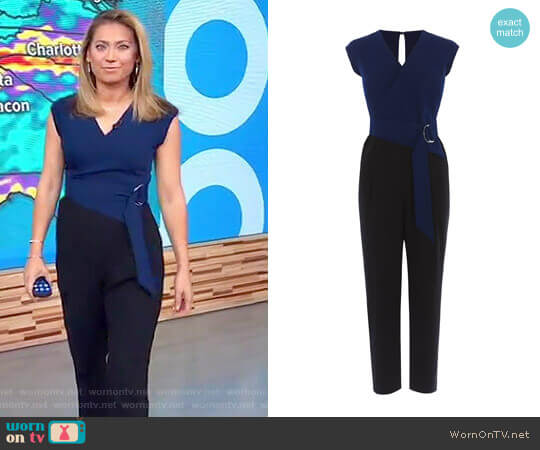 Karen Millen Contrast Wrap Jumpsuit worn by Ginger Zee on Good Morning America