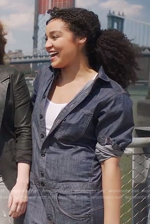 Kat’s denim jumpsuit on The Bold Type