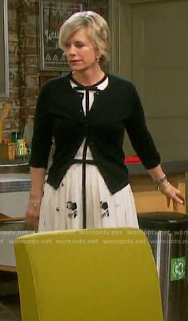 Kayla’s black and white bow detail dress on Days of our Lives