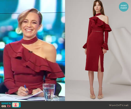 Keepsake Lovers Holiday Midi Dress worn by Carrie Bickmore on The Project
