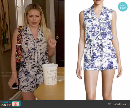 LAgence Behati Printed Silk Romper worn by Kelsey Peters (Hilary Duff) on Younger