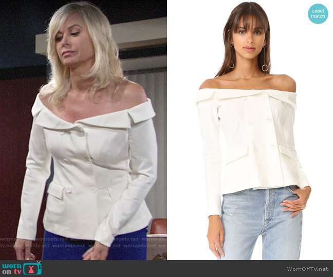 LAgence Stephan Off Shoulder Top worn by Ashley Abbott (Eileen Davidson) on The Young and the Restless
