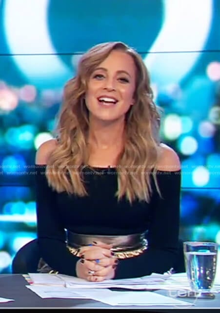 Carrie’s metallic skirt on The Project
